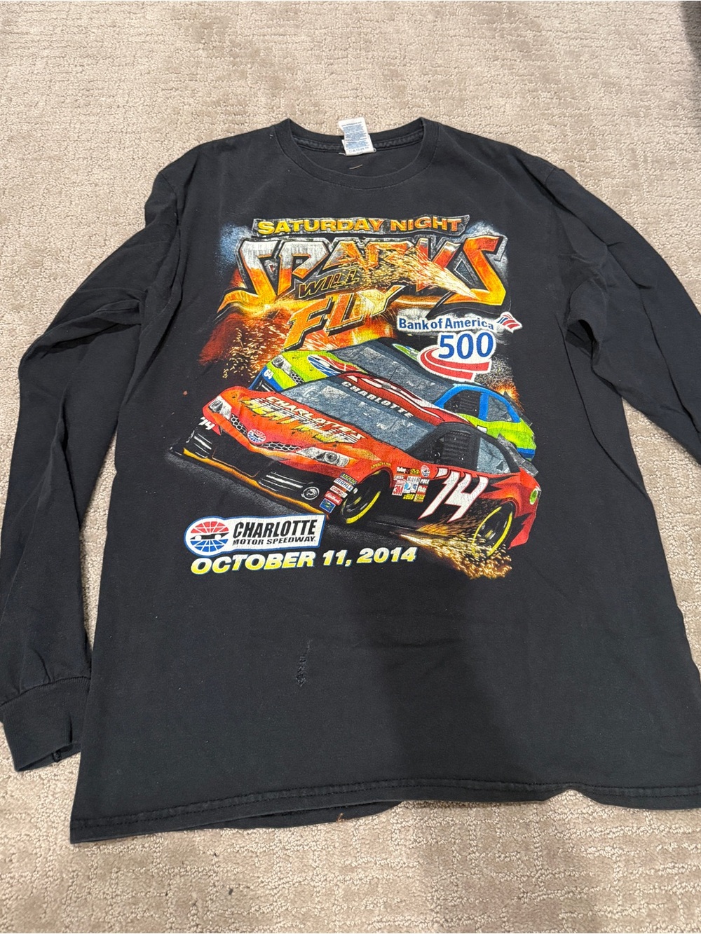Delta Black Long Sleeve 'Saturday Night Sparks Fly' Race Car Graphic Tee